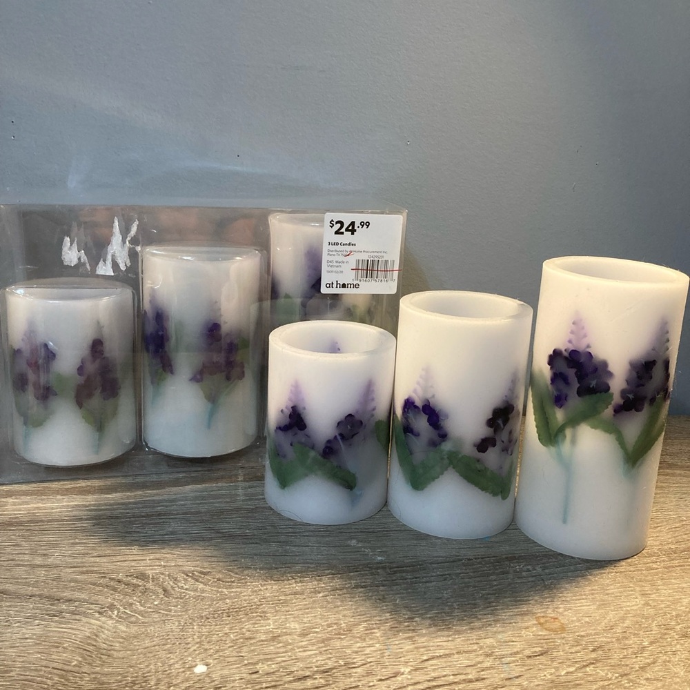 6 Lavender LED candles Farmhouse, Cottage, Decor